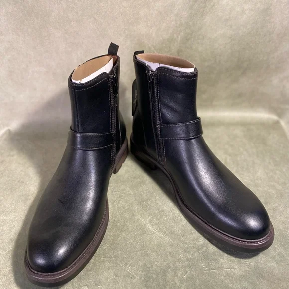 George Black Faux Leather Buckle Boots - Picture 8 of 9